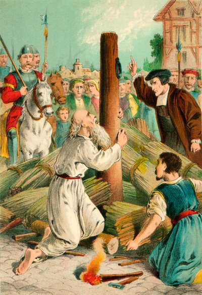 Saunders Kissing the Stake by English School